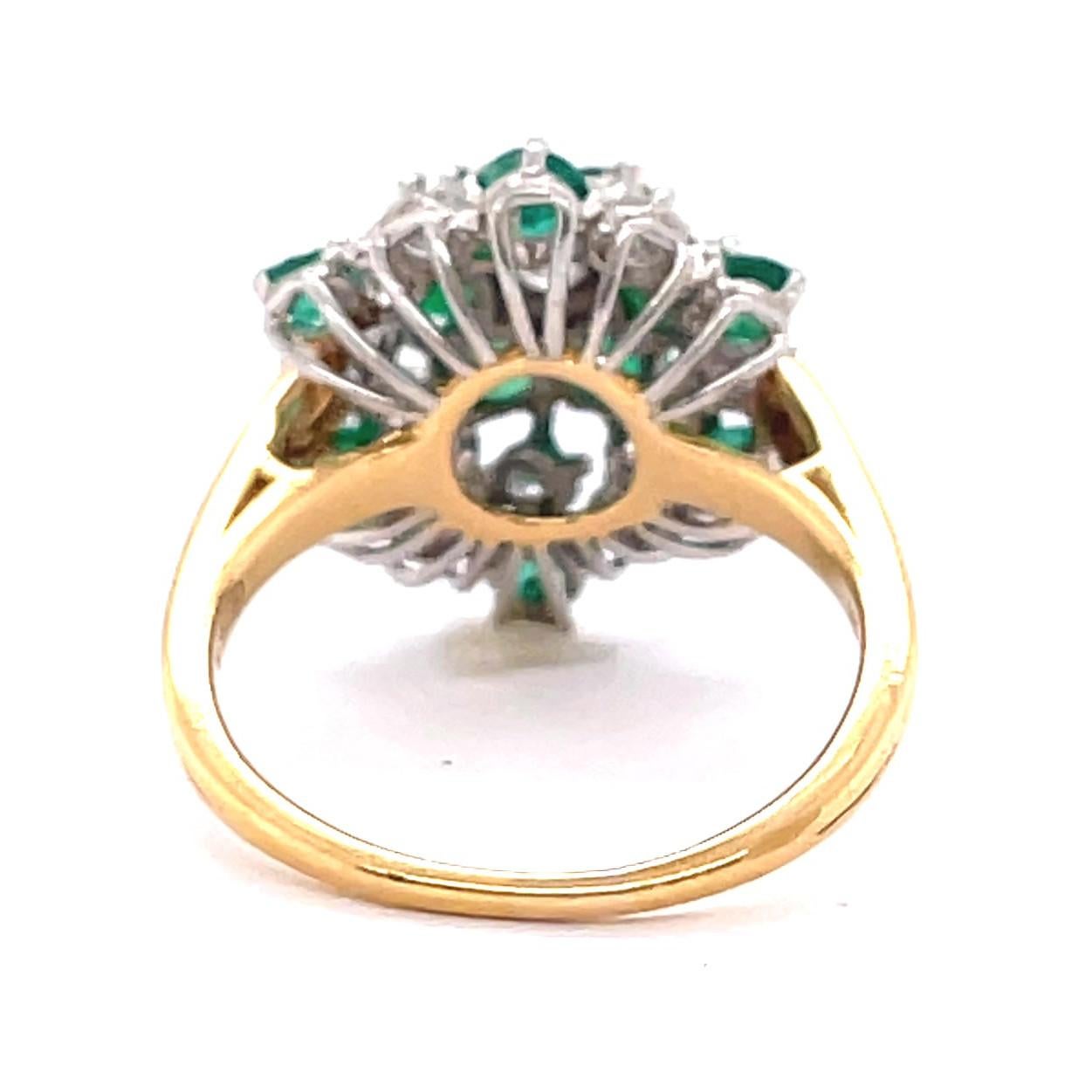 Vintage Oscar Heyman Emerald Diamond 18 Karat Gold Cluster Ring 1