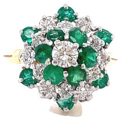 Oscar Heyman Bague grappe vintage en or 18 carats avec émeraudes et diamants