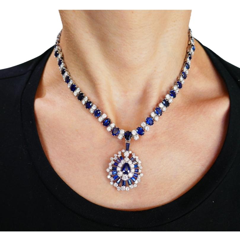 Oscar Heyman Collana Zaffiro Diamante Bracciale Platino Coppia Vintage Estate in vendita 9