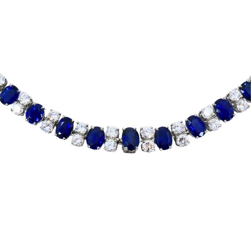 Taglio misto Oscar Heyman Collana Zaffiro Diamante Bracciale Platino Coppia Vintage Estate in vendita