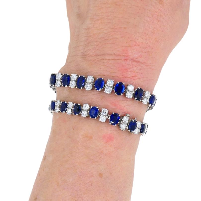 da uomo o donna Oscar Heyman Collana Zaffiro Diamante Bracciale Platino Coppia Vintage Estate in vendita