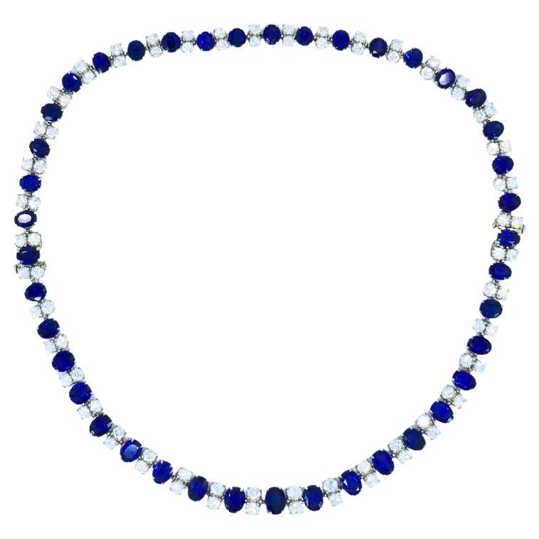 Vintage Oscar Heyman Necklace Sapphire Diamond Platinum Bracelet Pair Estate