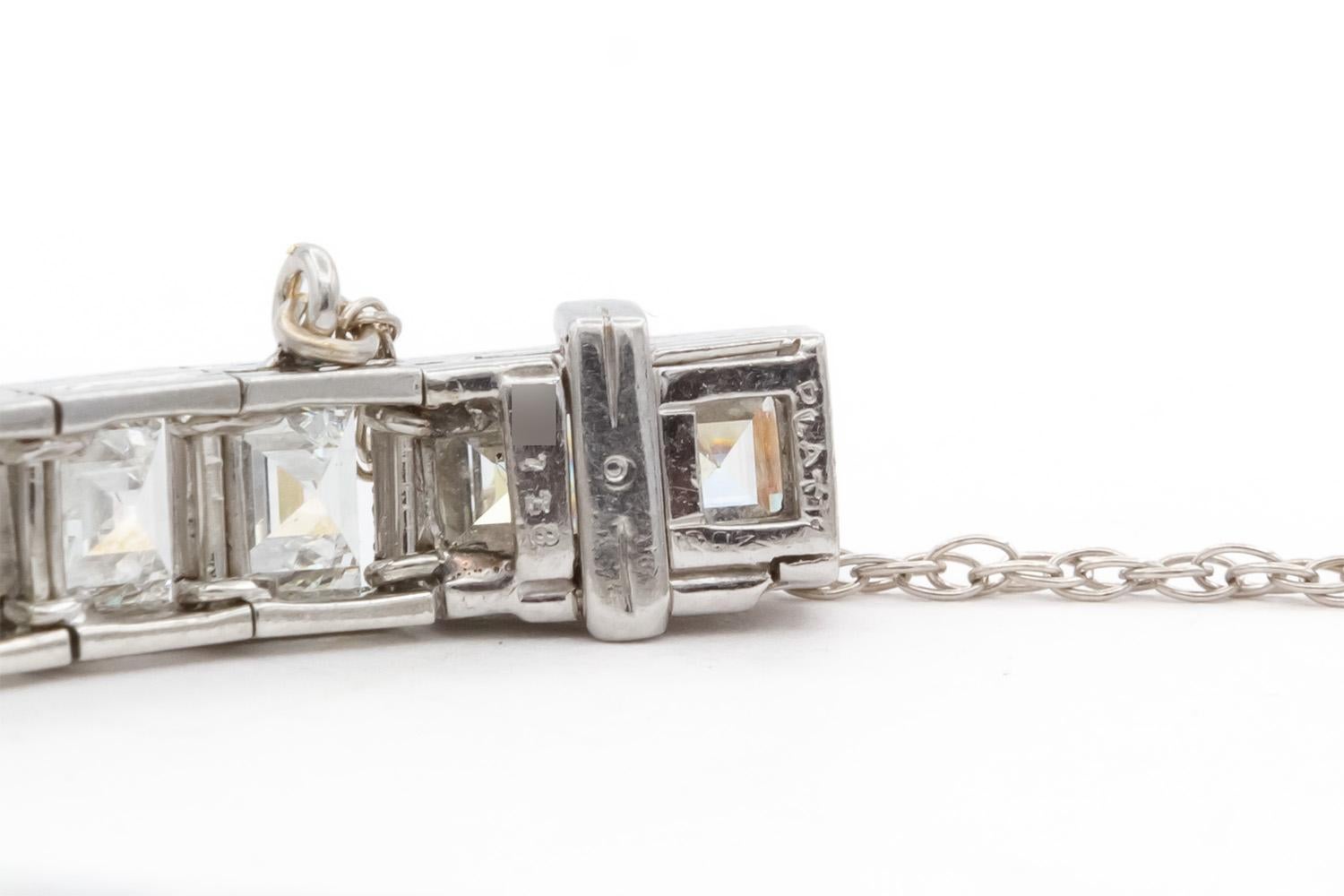 Vintage Oscar Heyman Platinum and Carre Cut Diamond Line Bracelet 25.00ctw 5