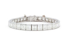 Vintage Oscar Heyman Platinum and Carre Cut Diamond Line Bracelet 25.00ctw