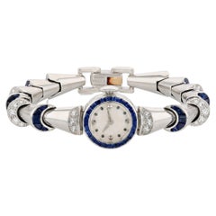 Vintage Oscar Heyman Platinum, Diamond, and Sapphire Wristwatch