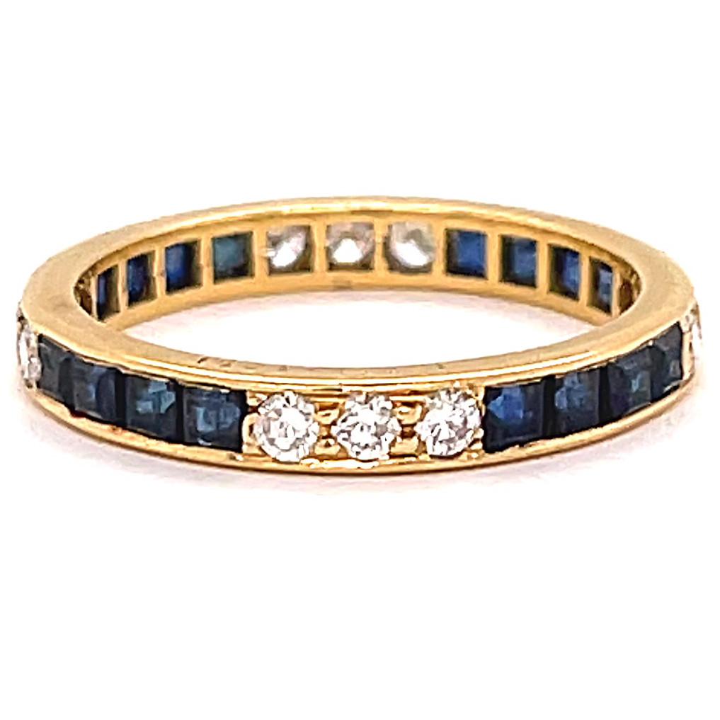 Women's or Men's Vintage Oscar Heyman Sapphire Diamond 18 Karat Gold Eternity Band Ring