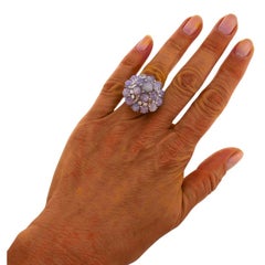 Vintage Oscar Heyman Star Sapphire Diamond Cluster Platinum Ring