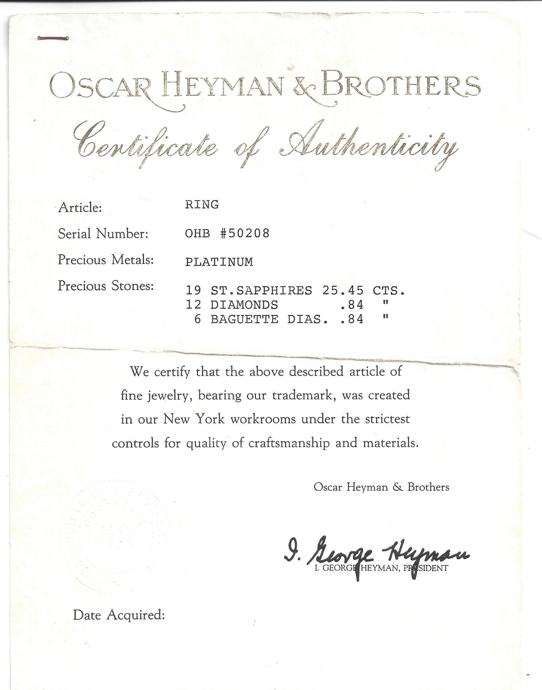 Mixed Cut Vintage Oscar Heyman Star Sapphire Diamond Cluster Platinum Ring For Sale