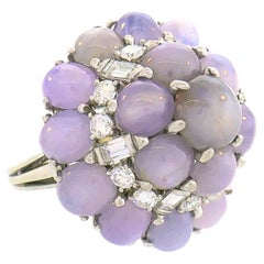Anello vintage Oscar Heyman con zaffiro e diamante a grappolo in platino