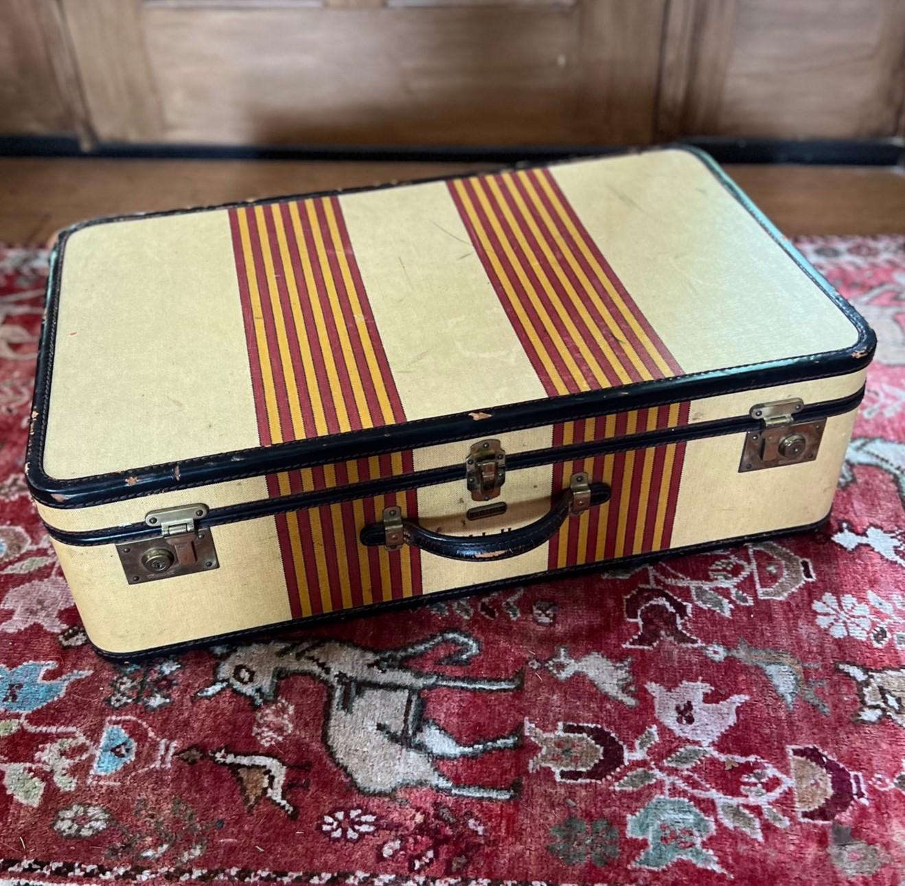 Brass Vintage Oshkosh Suitcase For Sale