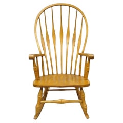 Vintage Oskar Huber Oak Wood Windsor Style Fan Back Rocker Schaukelstuhl