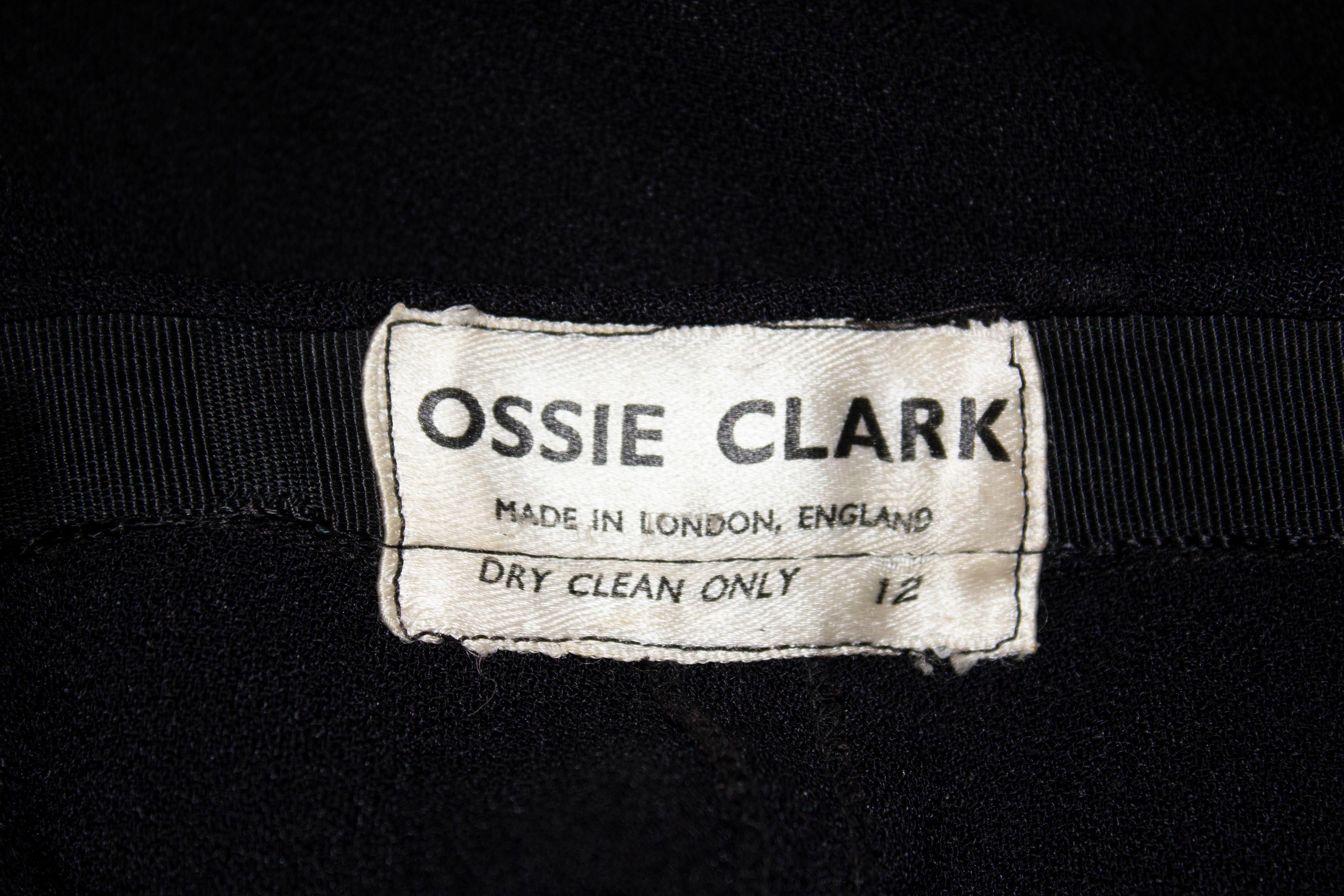 A super pair of vintage knickerbockers in black moss crepe by Ossie Clark. 
They are in great condition and have a wide 3'' cuff with three button fastening  and a front zip opening.
Size 12  (old size 12) , waist 26'', inside leg 25''