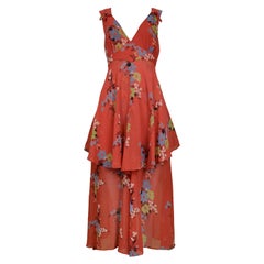 Vintage Ossie Clark Red Floral Print Dress