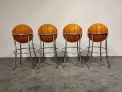 Vintage Ostrich Leather Bar Stools, 1970s