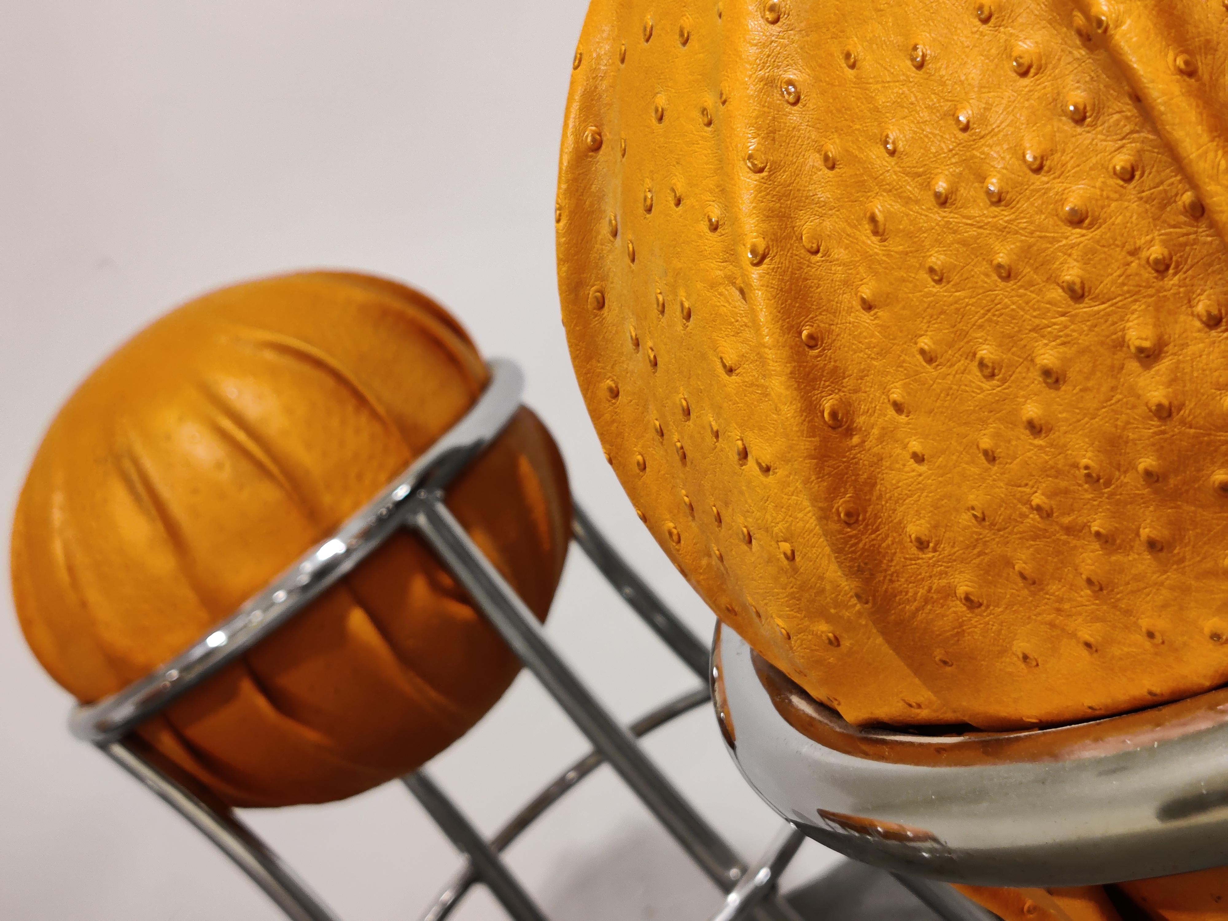 Vintage Ostrich Leather Bar Stools, 1970s 1
