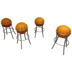 Vintage Ostrich Leather Bar Stools, 1970s