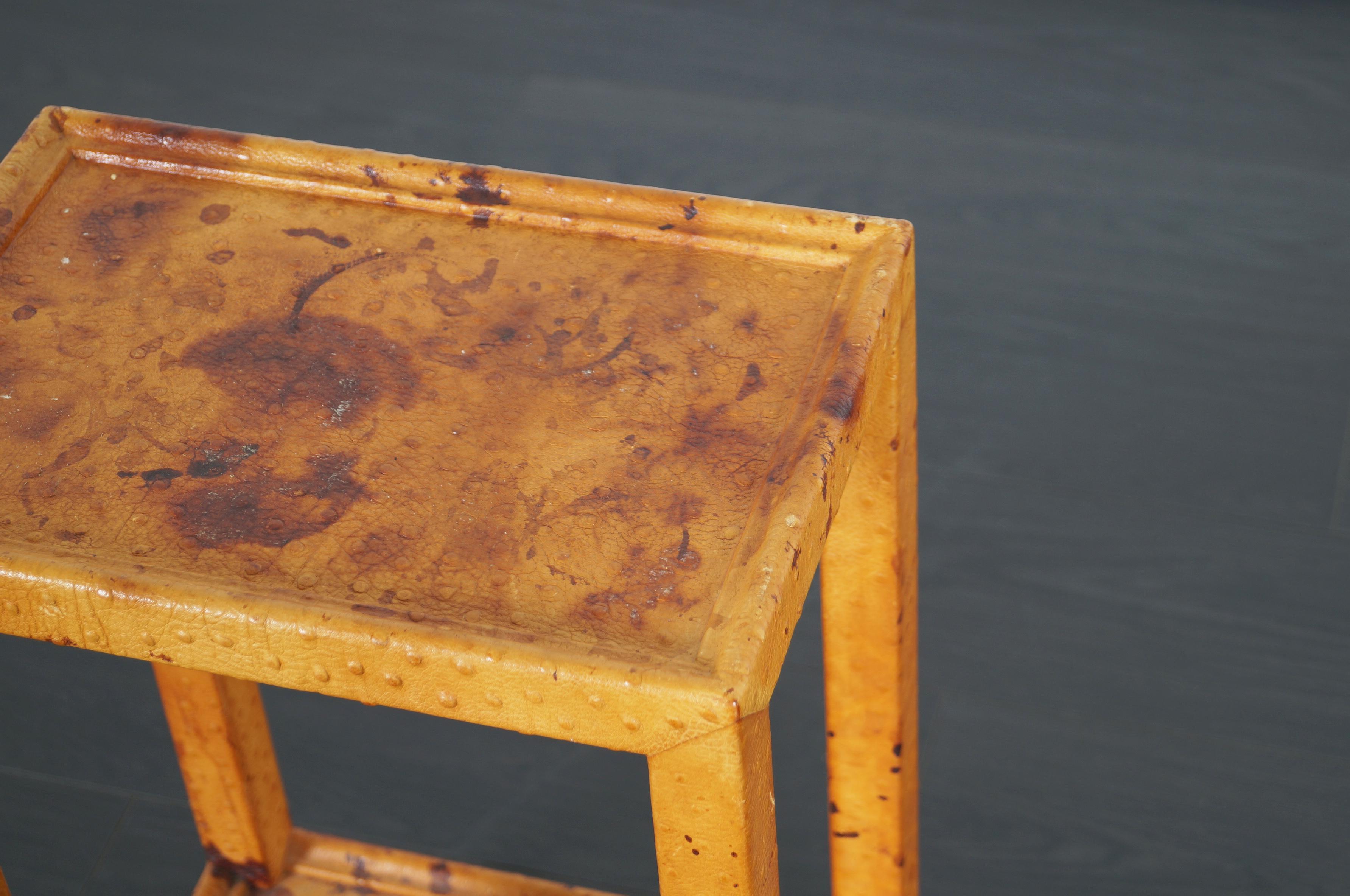 Late 20th Century Vintage Ostrich Leather Table by Karl Springer