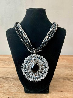 Vintage Ottaviani Bijoux Italy Beaded Rhinestone Pendant