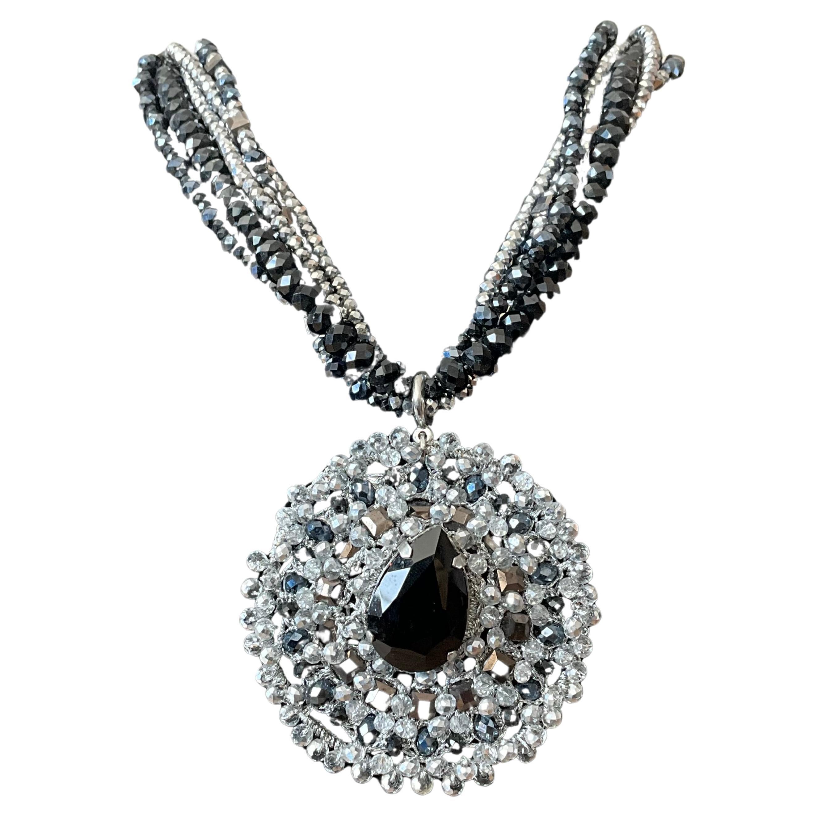 Vintage Ottaviani Bijoux Italia Ciondolo con perline e strass