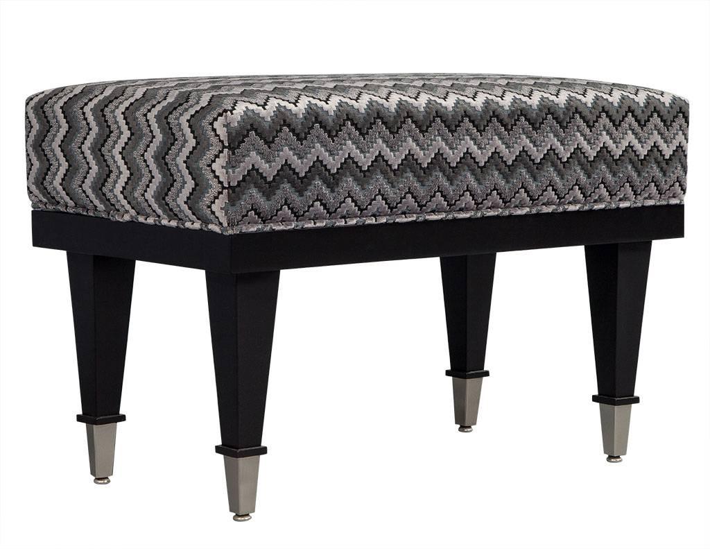 American Vintage Ottoman Bench with Designer Upholstery