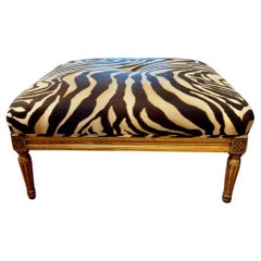 Pouf vintage in lino zebrato