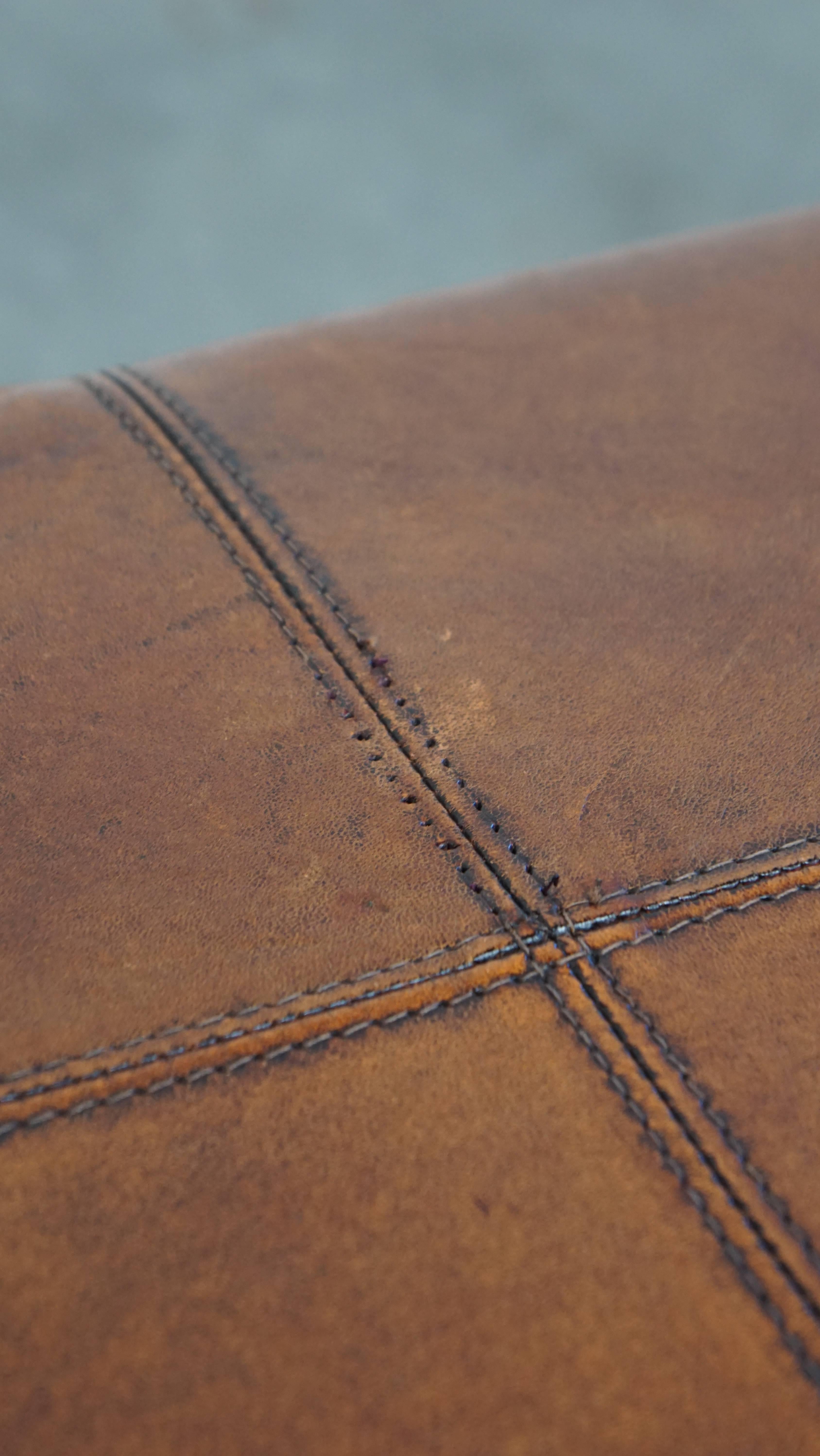 Vintage Ottoman Made of Sheepskin Leather For Sale 1
