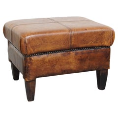 Vintage Ottoman Made of Sheepskin Leather
