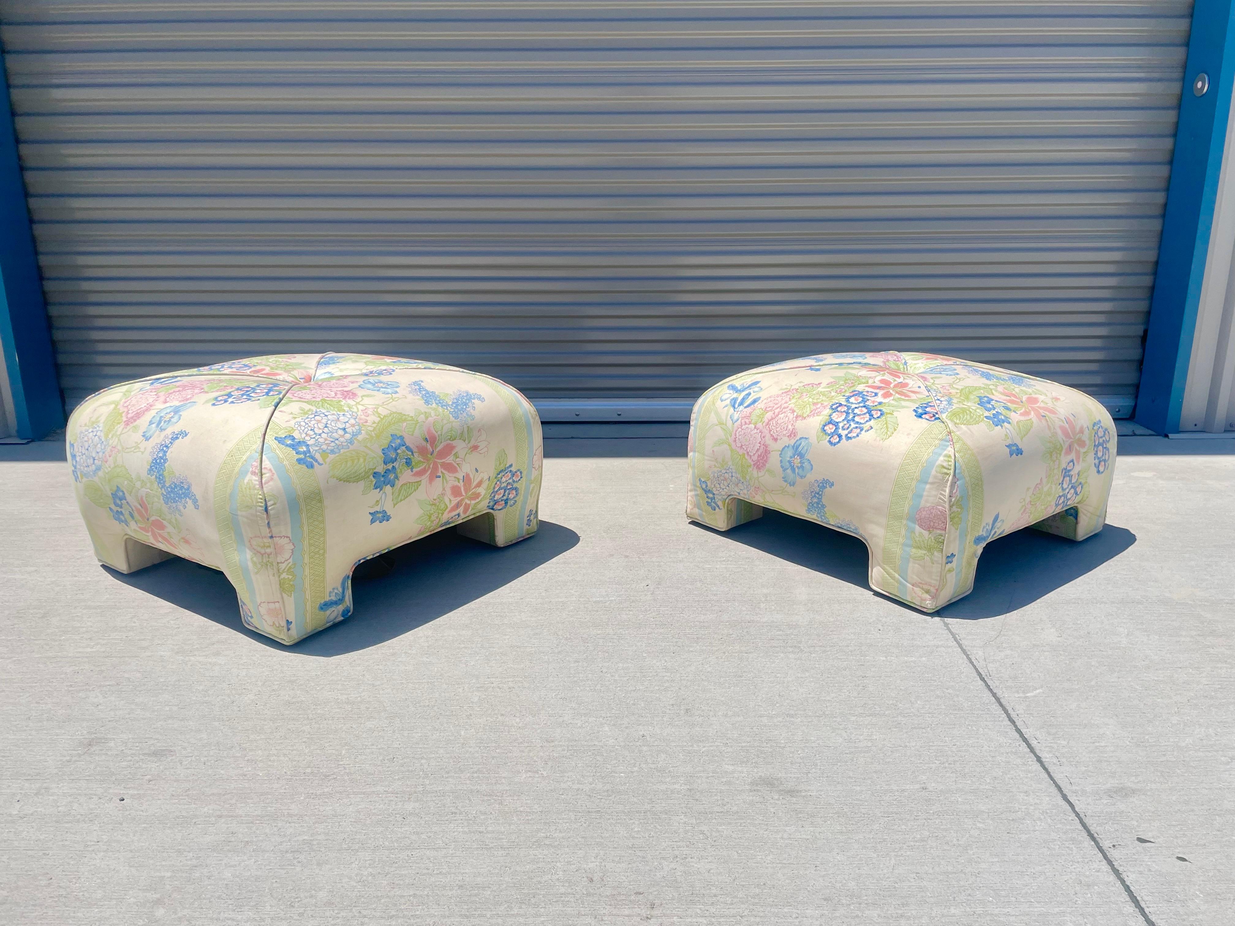 Vintage Ottomans, a Pair In Good Condition For Sale In North Hollywood, CA