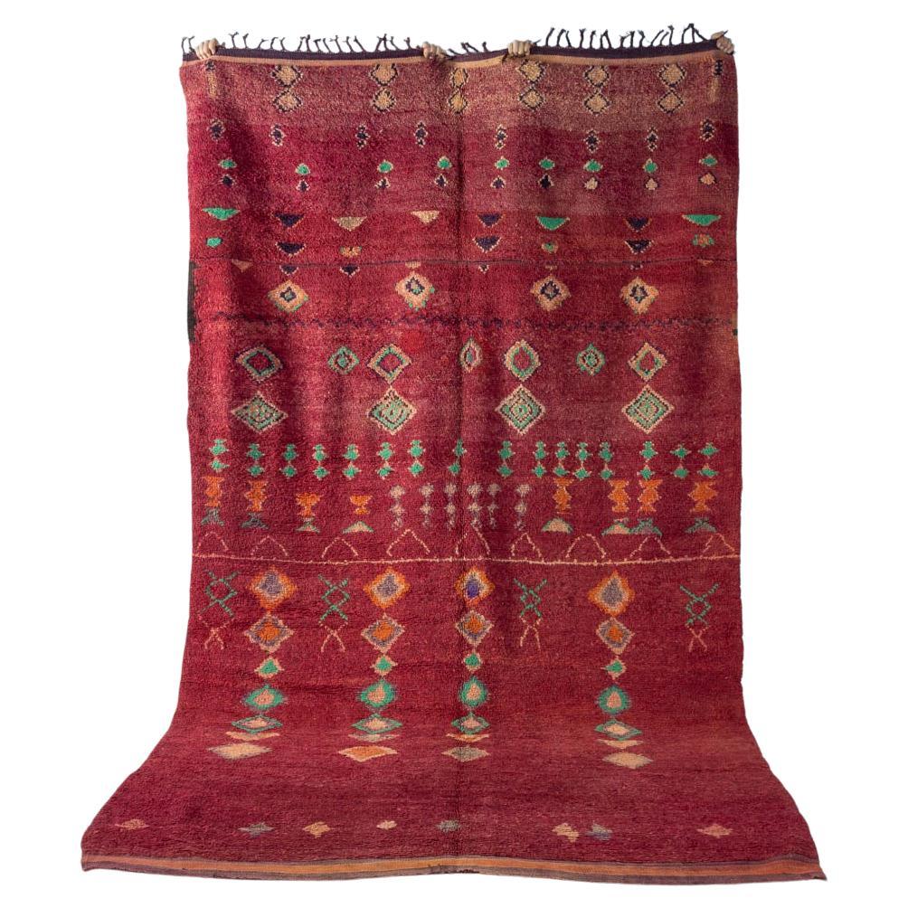 Vintage Ourika Handmade Berber Rug 100% Wool Moroccan For Sale