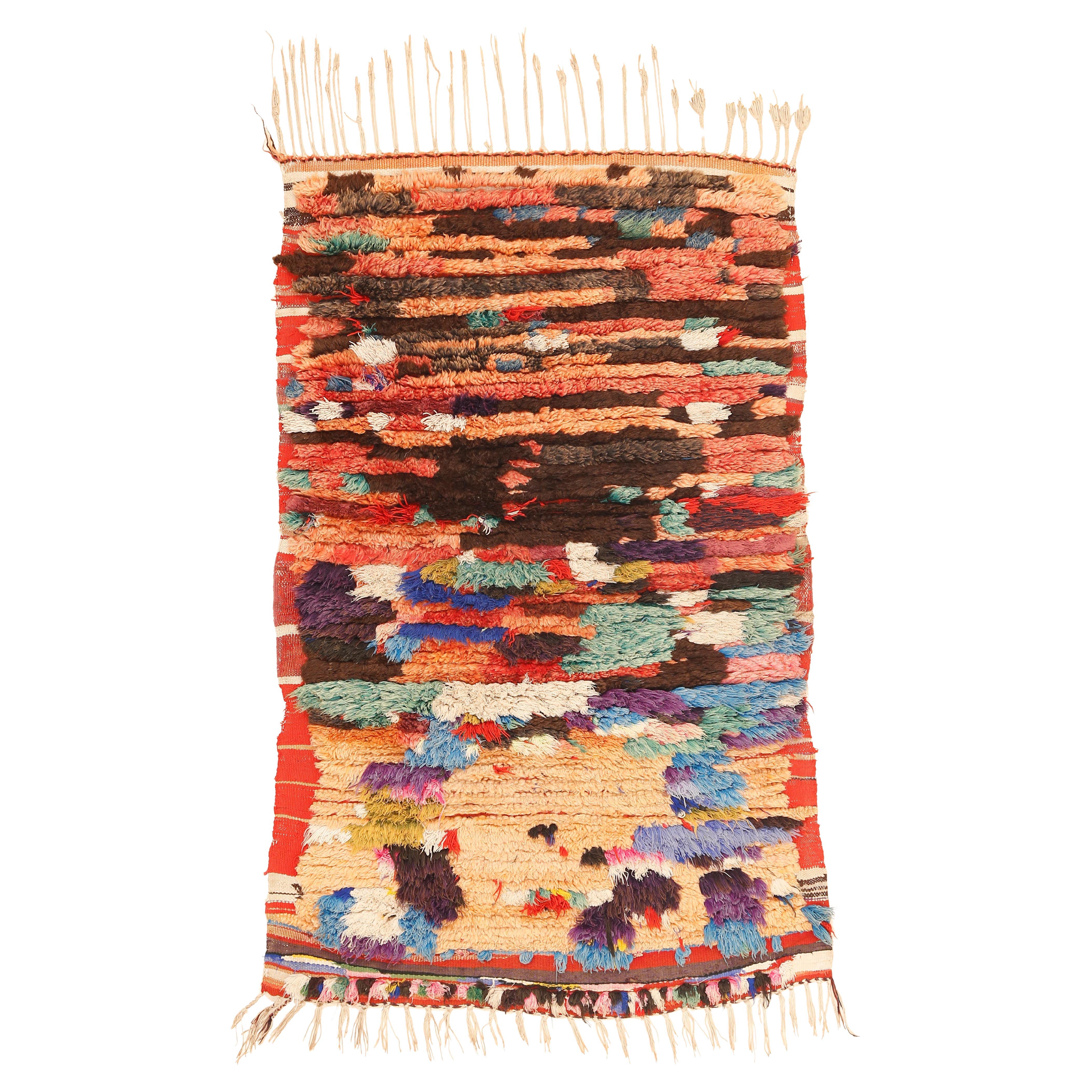 Vintage Ourika Miniature Berber Moroccan Rug with Abstract Squares For Sale