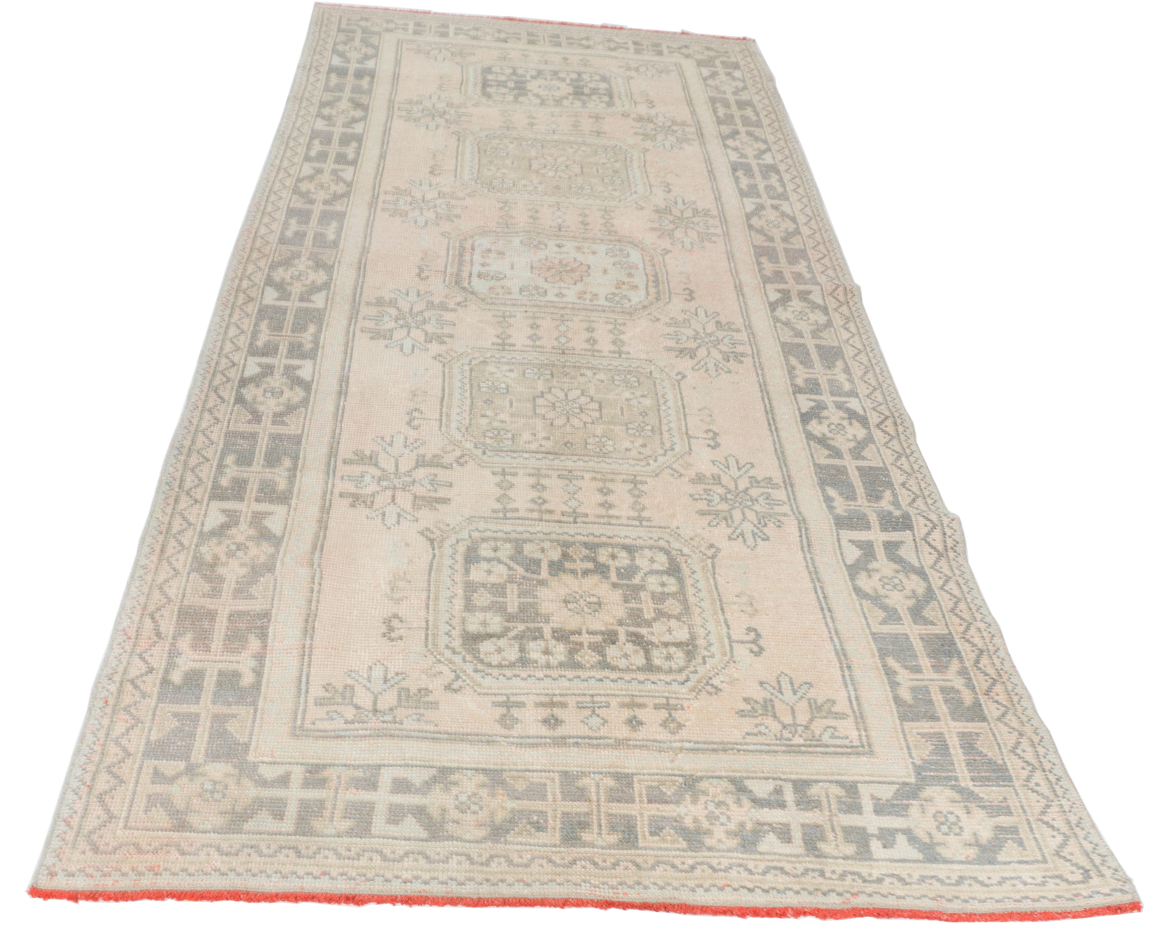 Turkish Vintage Oushak Anatolian Runner 4'5 X 10'11 For Sale