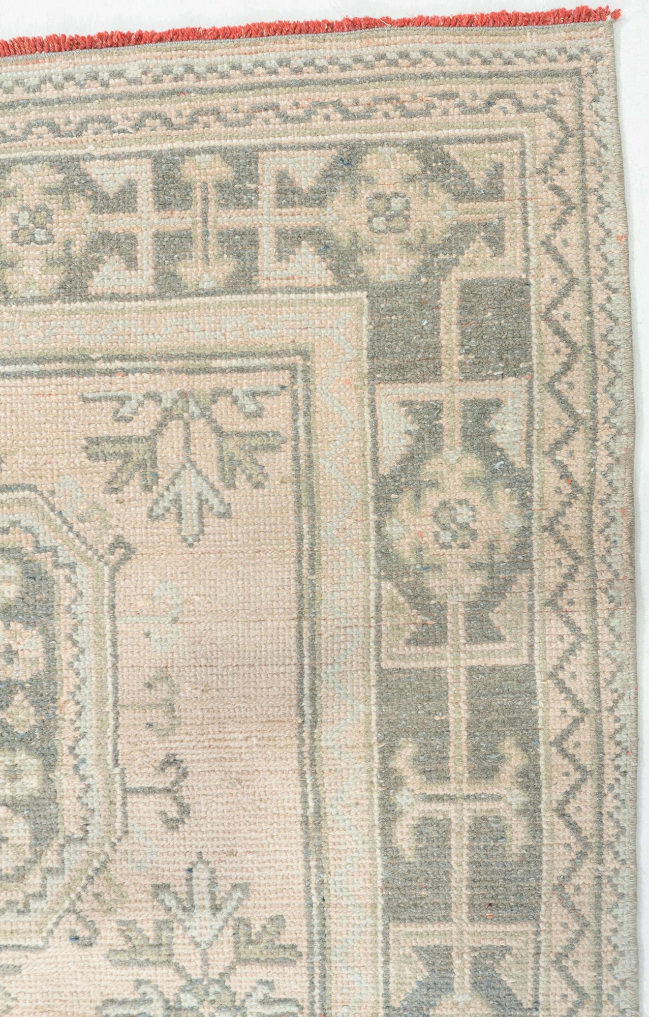 Hand-Knotted Vintage Oushak Anatolian Runner 4'5 X 10'11 For Sale