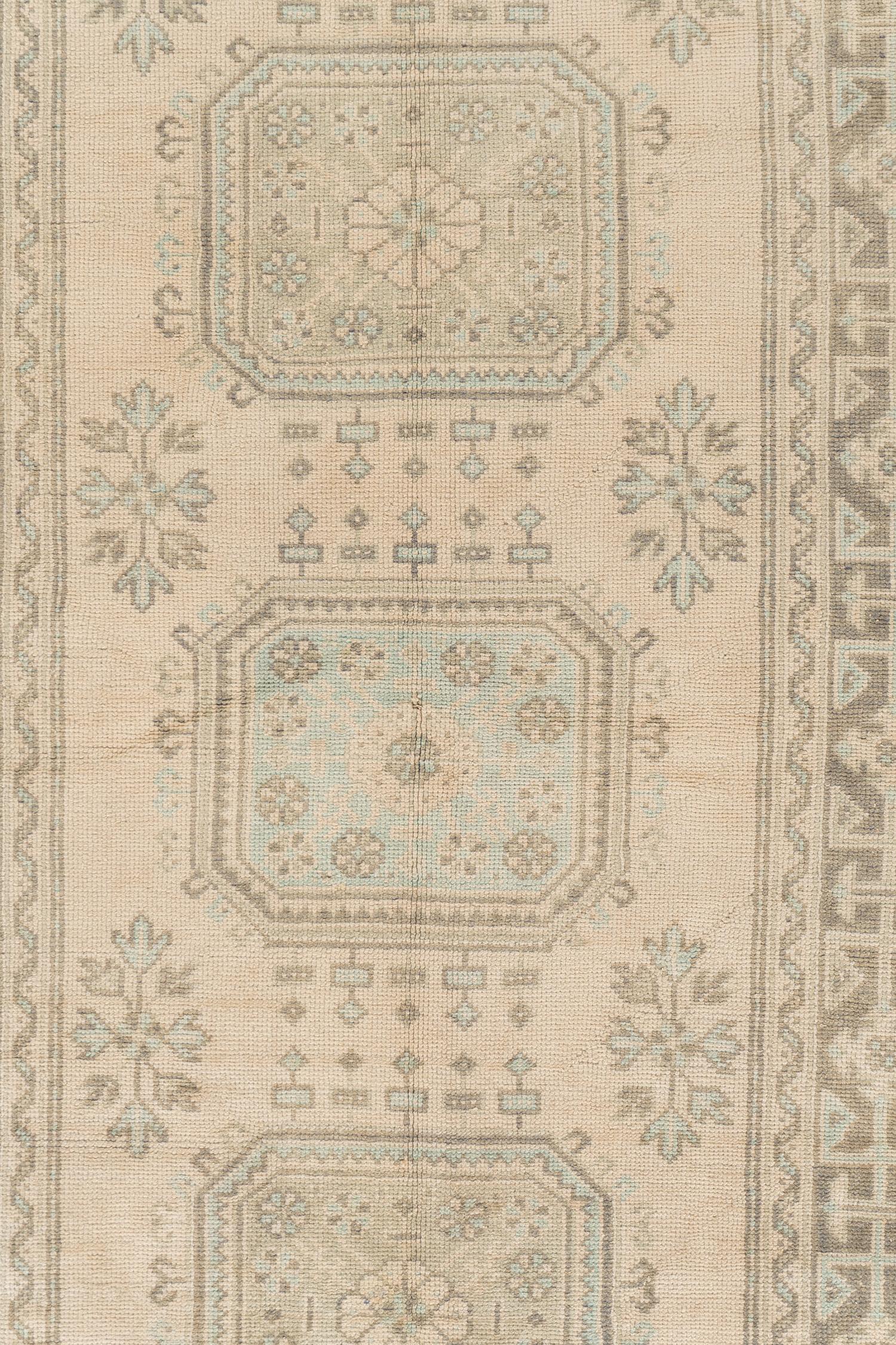 Hand-Knotted Vintage Oushak Anatolian Runner 4'7 X 11'2 For Sale