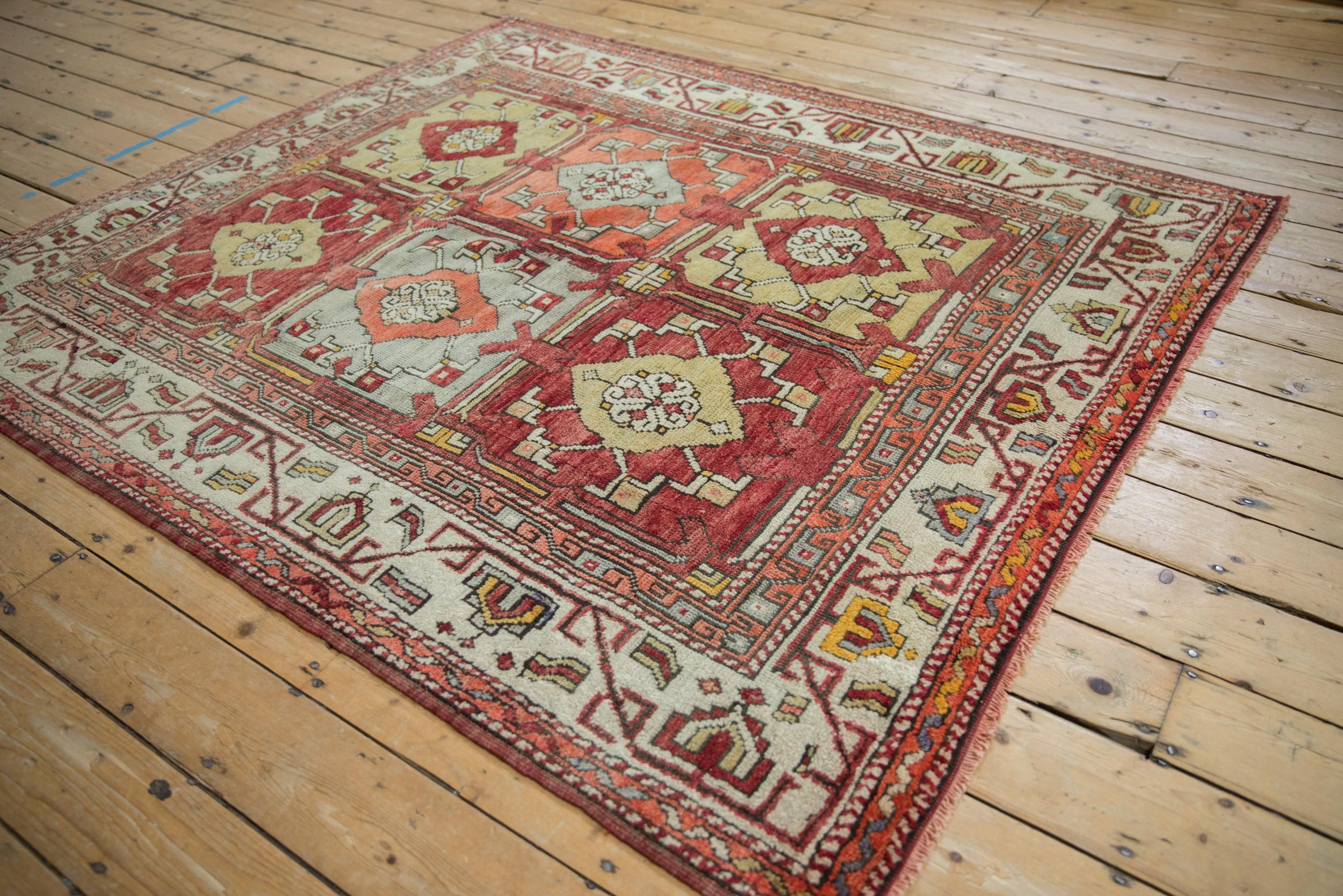 Hand-Knotted Vintage Oushak Carpet For Sale