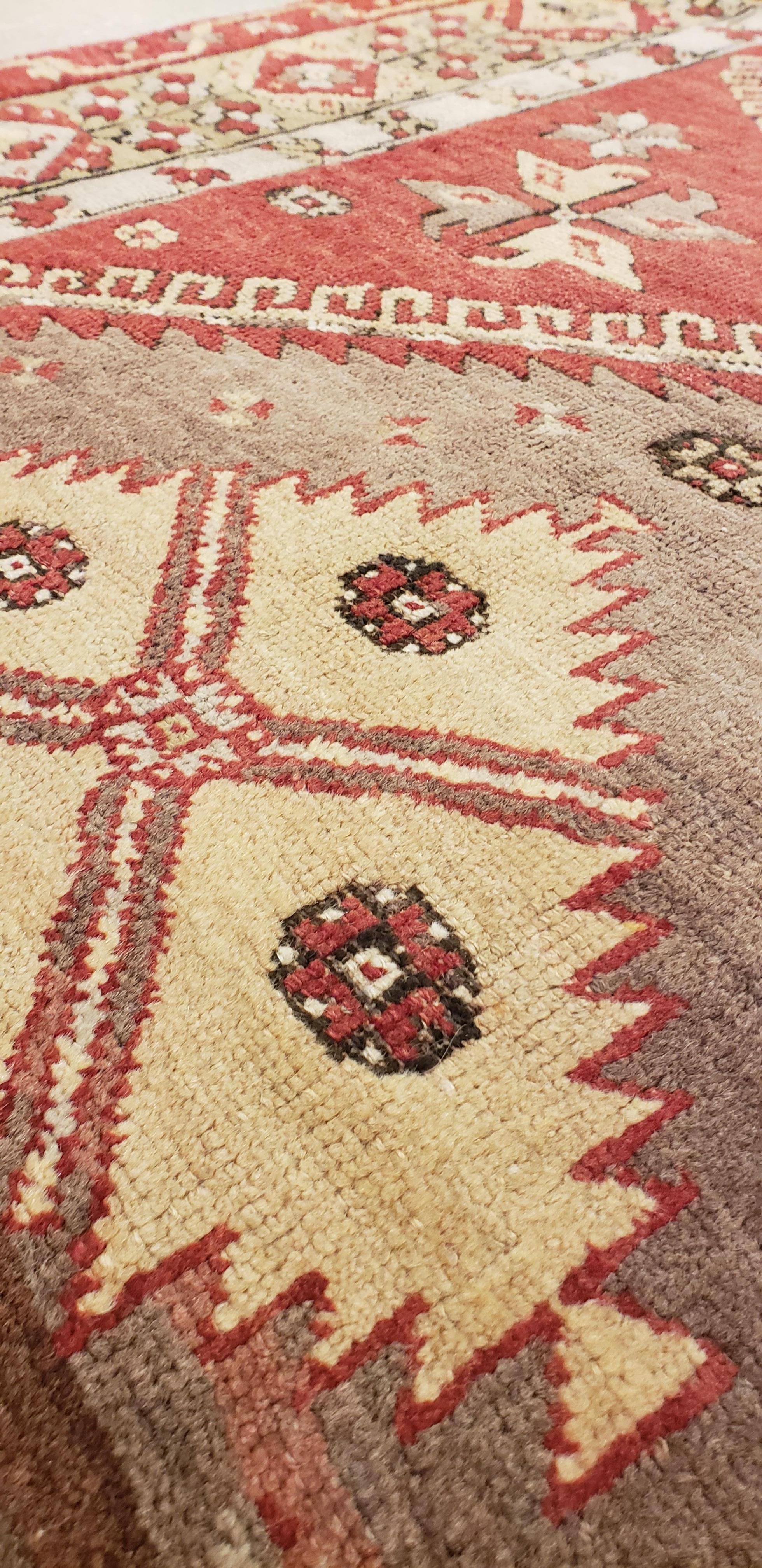 Vintage Oushak Carpet, Handmade Oriental Rug, Beige, Red, Grey, Off-White For Sale 1