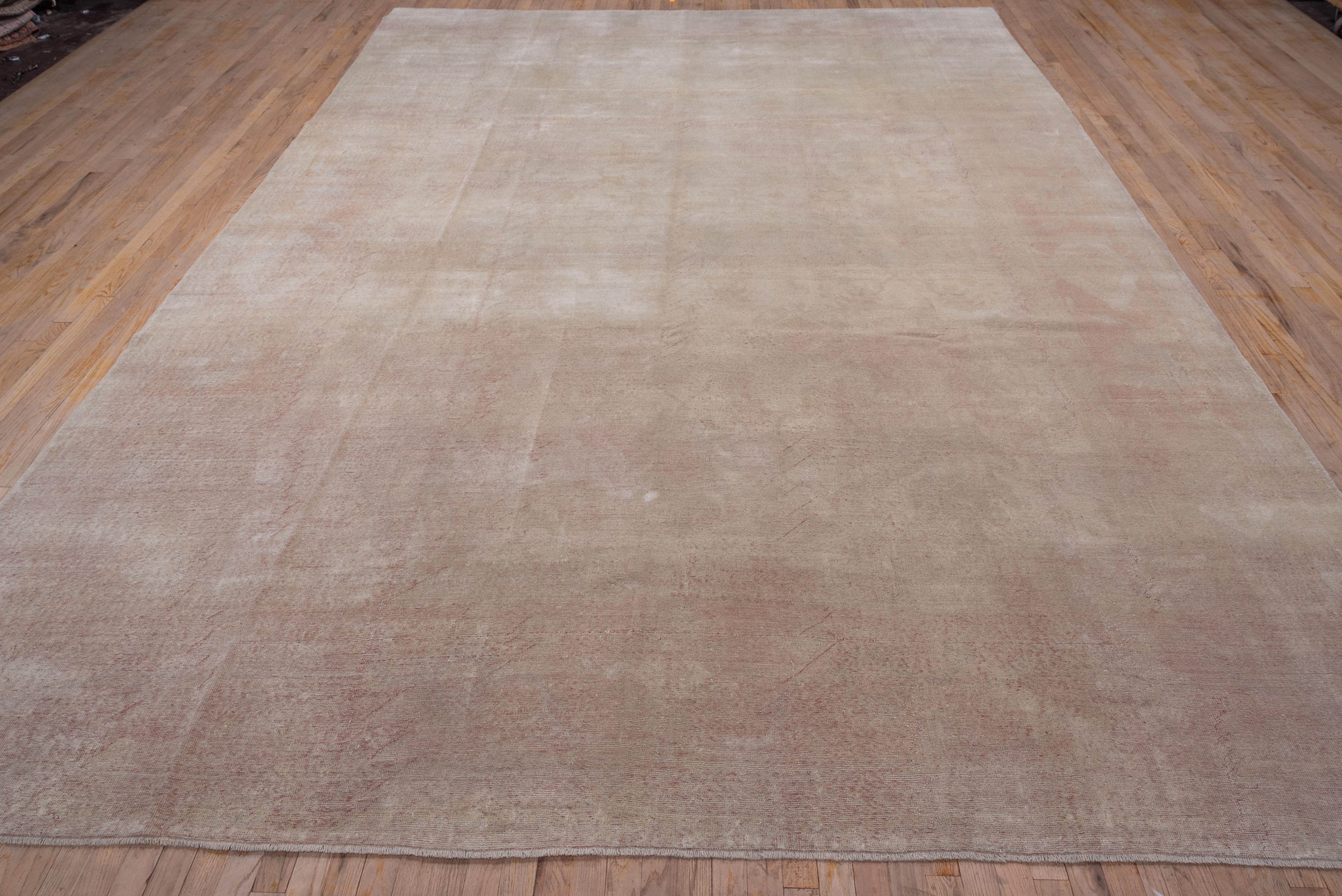 Wool Vintage Oushak Carpet, Light Pink Accents, Solid Field For Sale