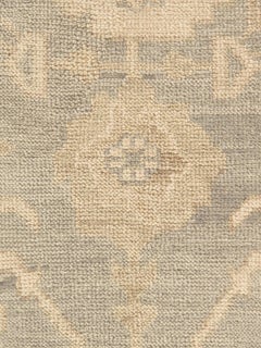 Vintage Oushak Carpet, Oriental Rug, Handmade Green Grey, Ivory, Saffron