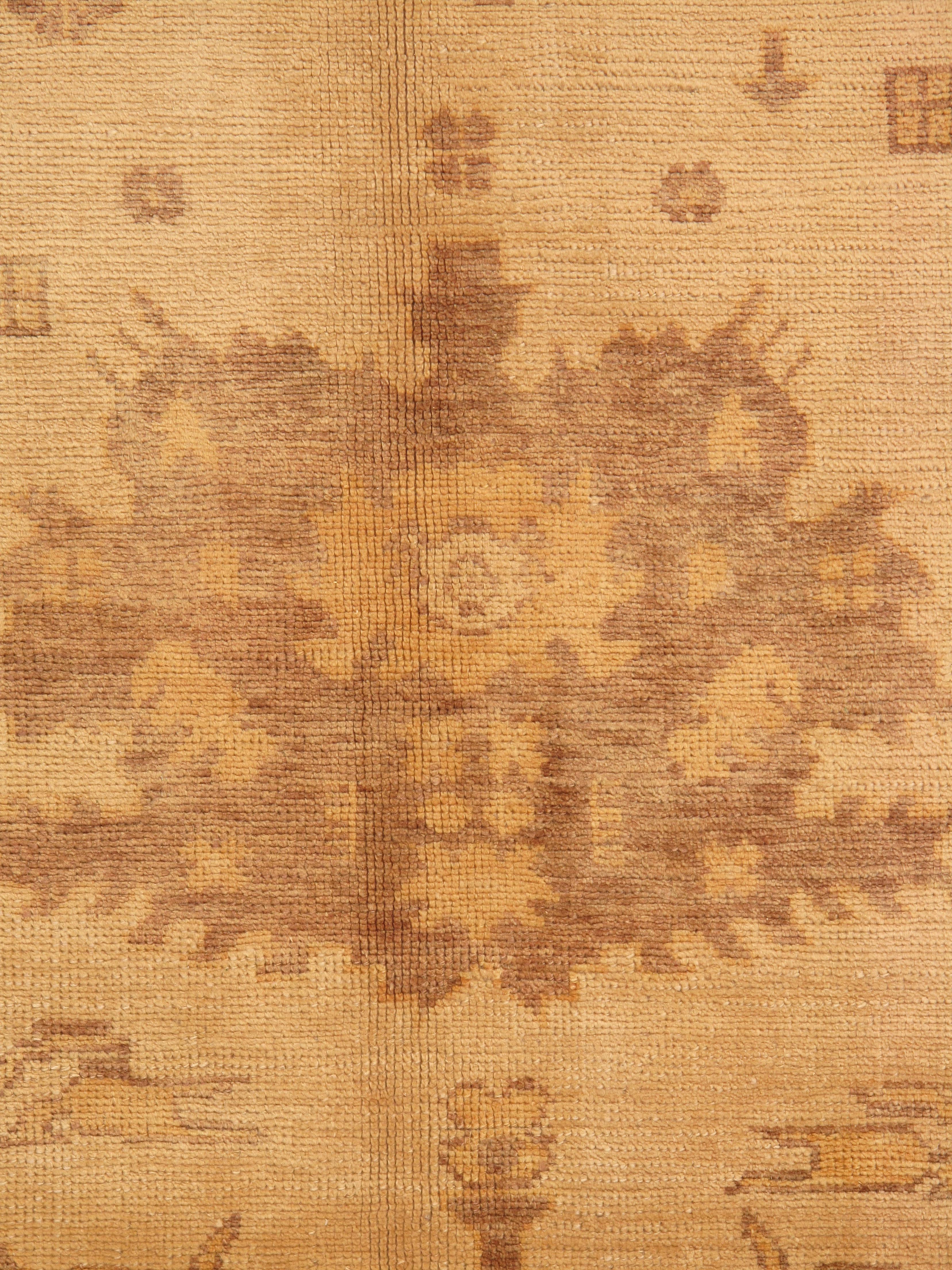 Wool Vintage Oushak Carpet, Oriental Rug, Handmade, Ivory, Gray, Saffron, Yellow For Sale