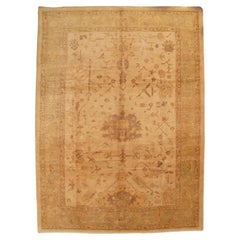 Vintage Oushak Carpet, Oriental Rug, Handmade, Ivory, Gray, Saffron, Yellow