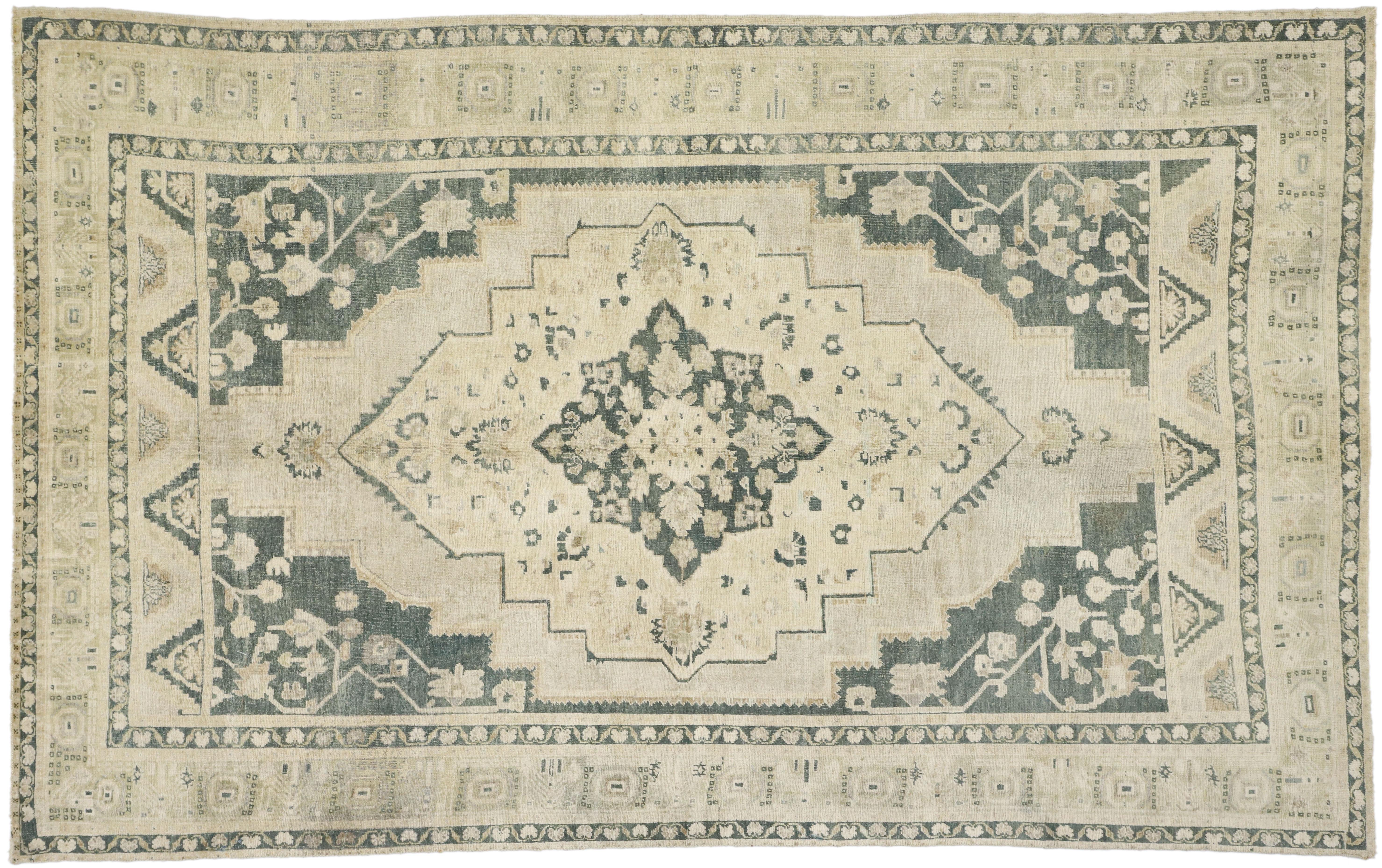 Vintage Turkish Oushak Gallery Rug with Colonial Shaker Style For Sale 3
