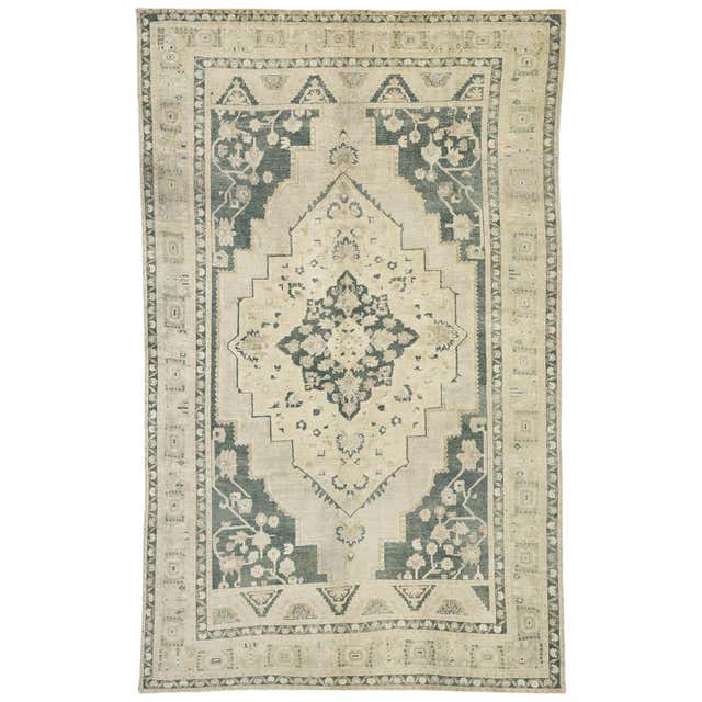 Vintage Turkish Oushak Gallery Rug with Shaker Style For Sale at 1stDibs