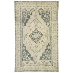 Vintage Turkish Oushak Gallery Rug with Colonial Shaker Style