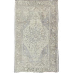 Vintage Oushak in Muted Colors of Gray, Taupe, Cream and Light Brown