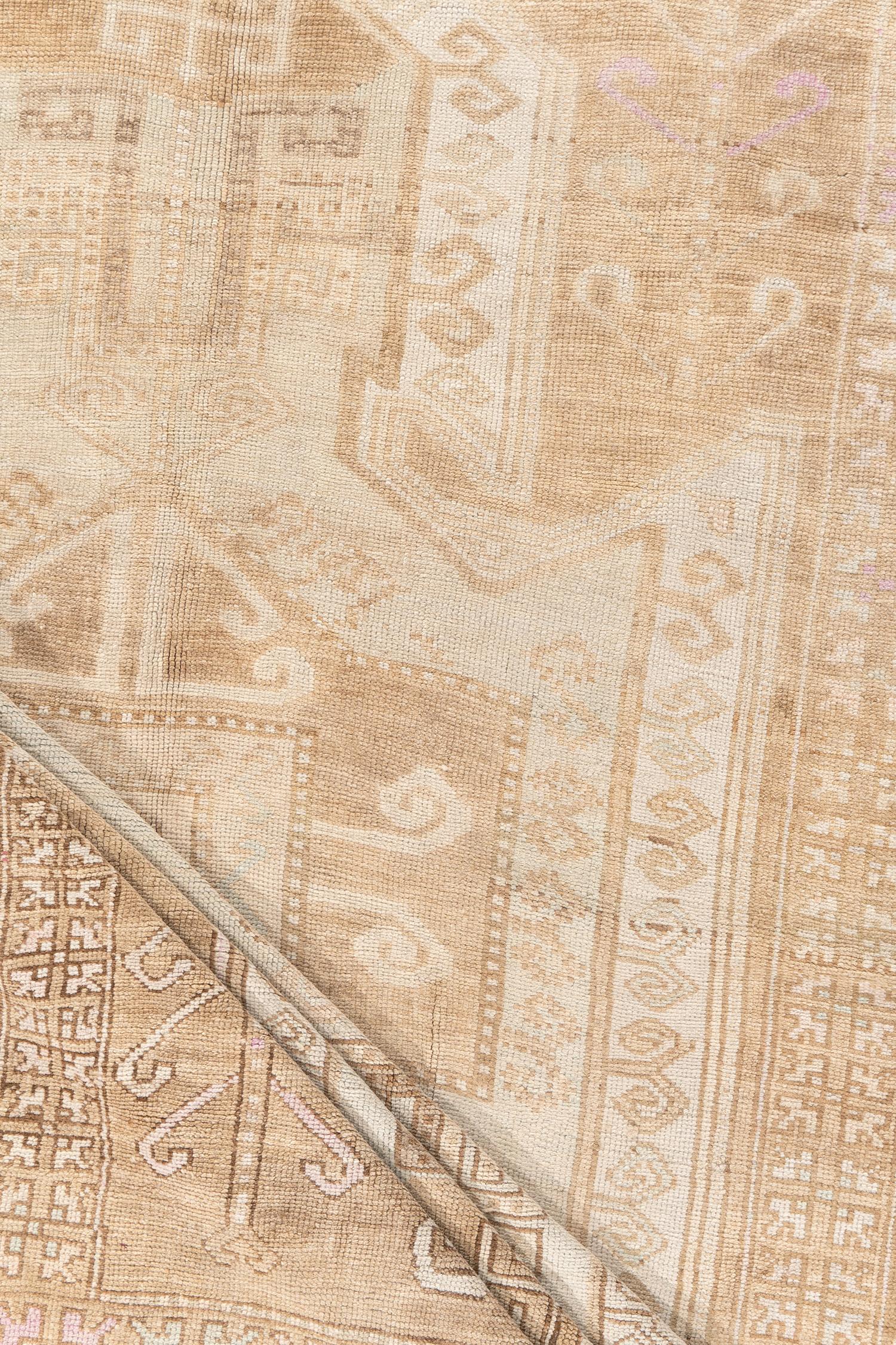 Noué à la main Tapis turc Oushak Karachof Design Vintage 6'5 X 10'5 en vente