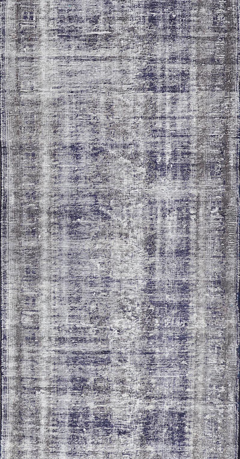 Runner vintage Oushak sovratinto in sfumature di blu   

  Misure: 3'8