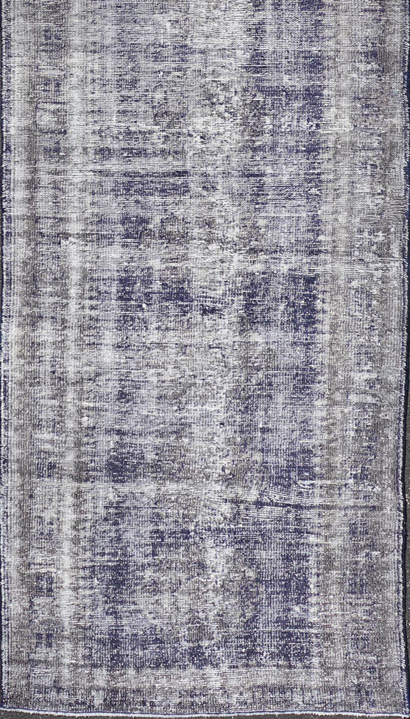 Turco Runner vintage Oushak sovratinto in sfumature di blu  3' 8