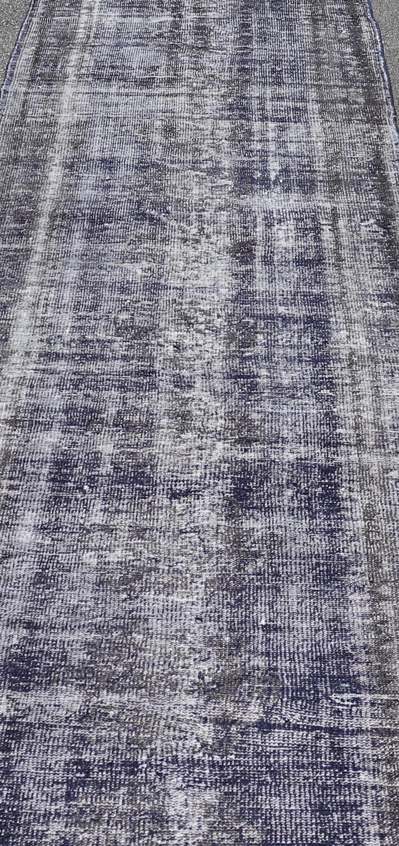 XX secolo Runner vintage Oushak sovratinto in sfumature di blu  3' 8