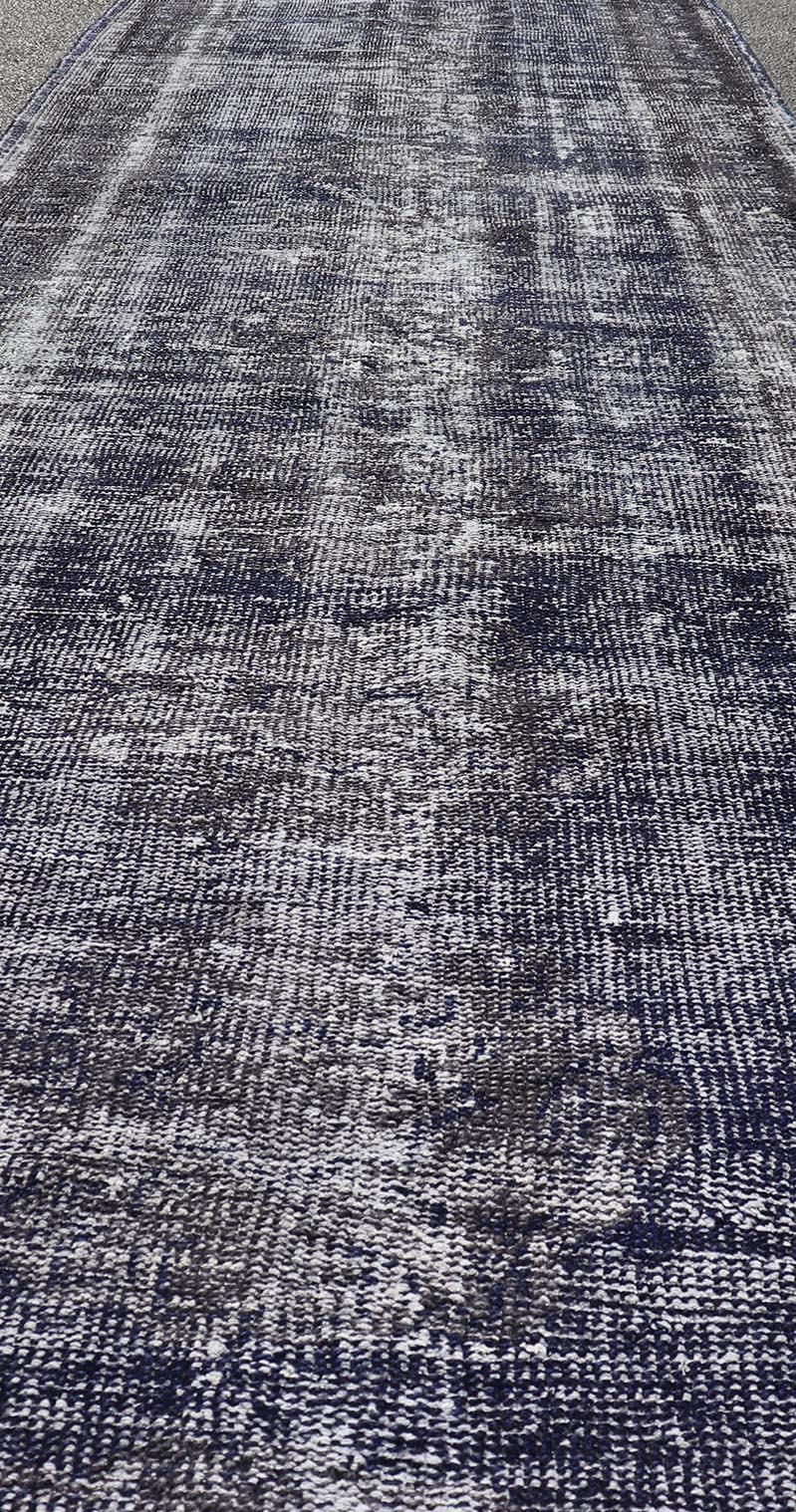 Lana Runner vintage Oushak sovratinto in sfumature di blu  3' 8