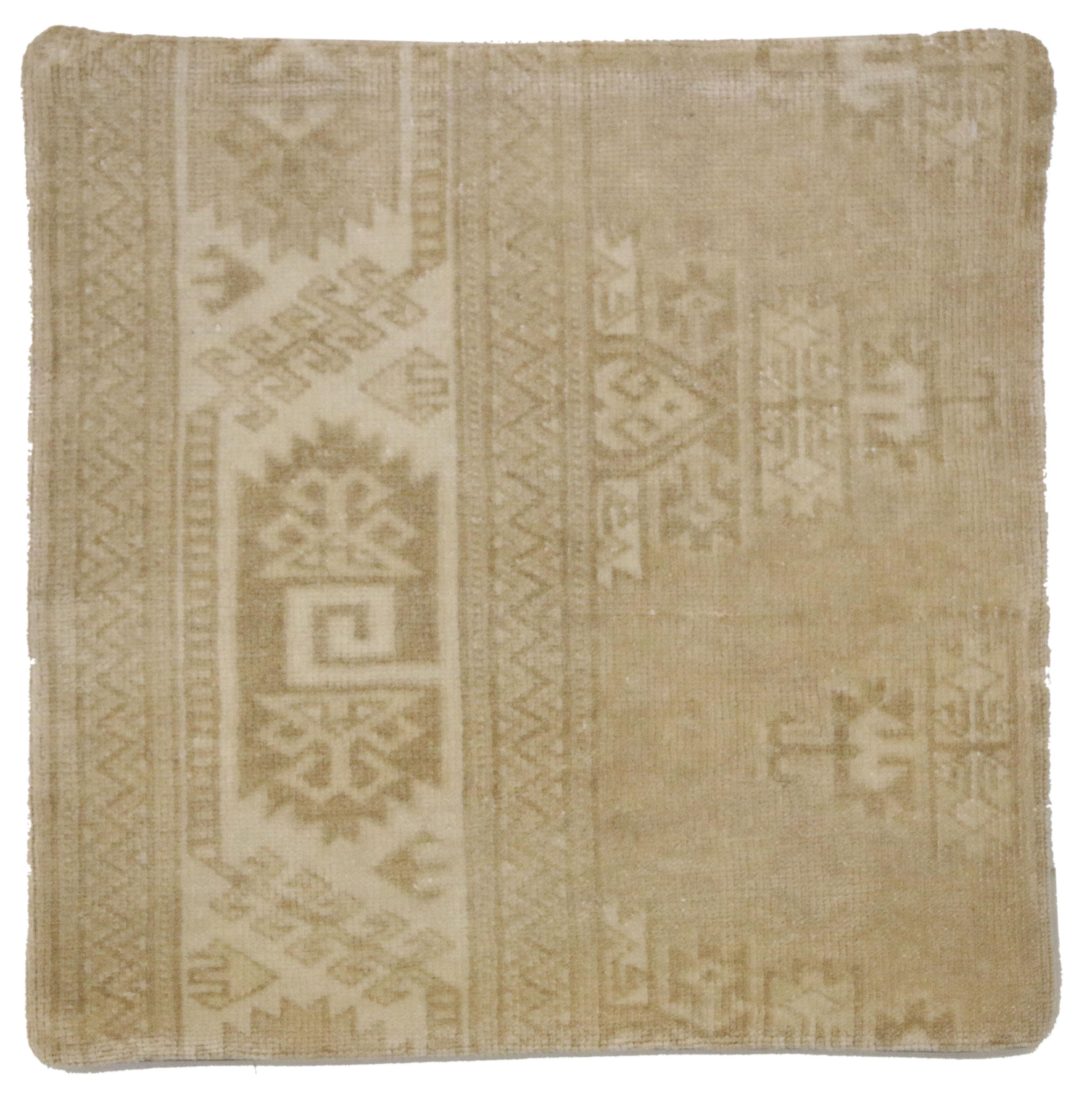 Turkish Vintage Oushak Pillow Cover with Soft Muted Colors For Sale