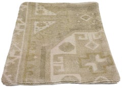 Vintage Oushak Pillow Cover with Soft Muted Colors, Oushak Rug Pillow Cover